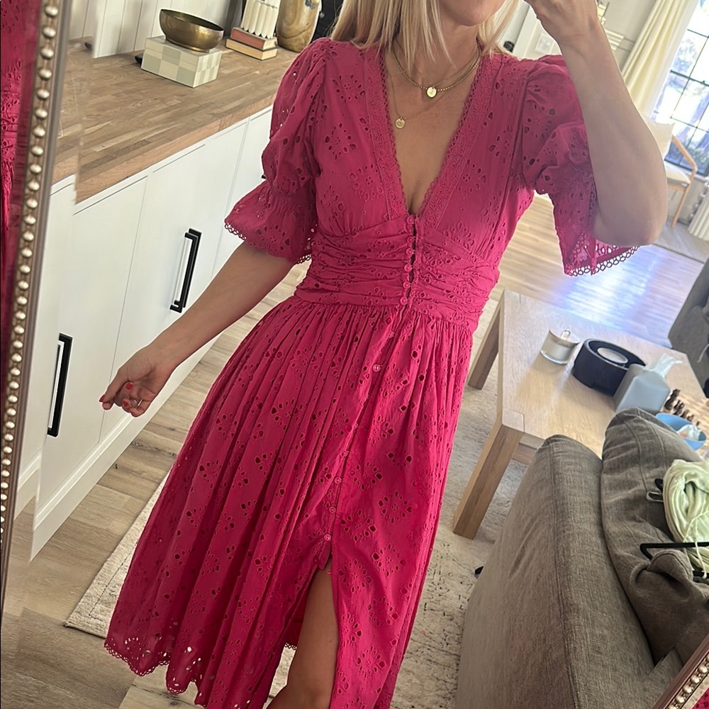 Elegant Pink Eyelet Dress